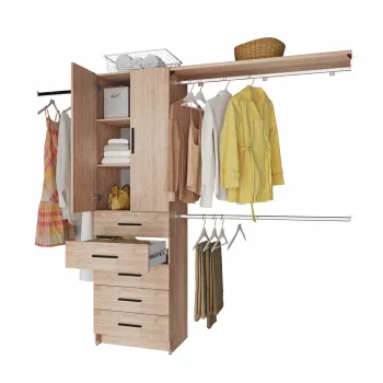 Clóset 5 Cajones con Puertas y Maletero Roble