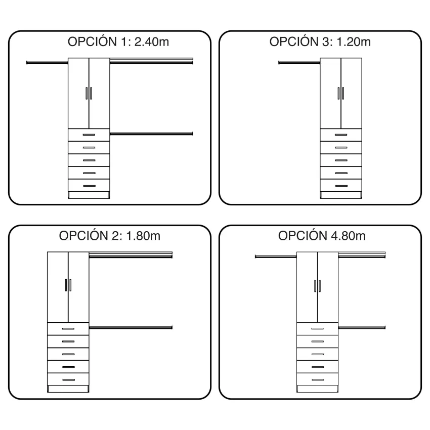Clóset 5 Cajones con Puertas y Maletero